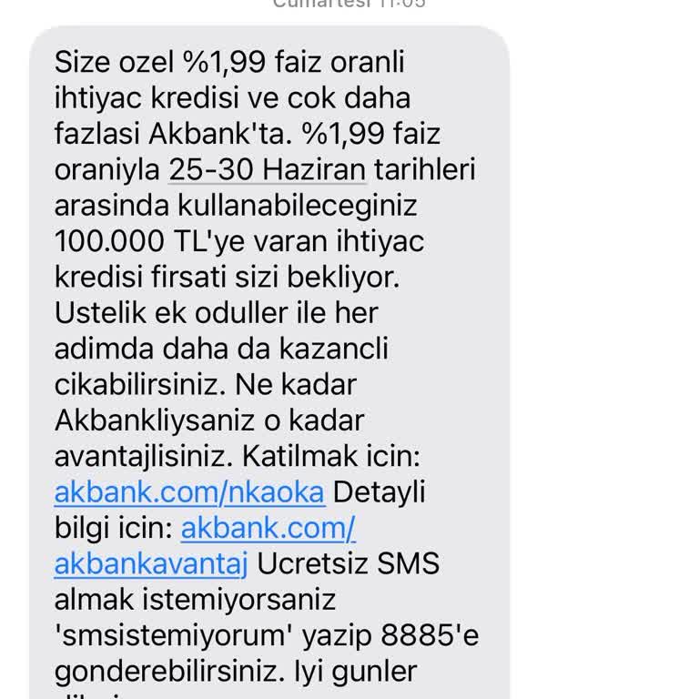 Akbank’ta SMS’te Verilen 1,99% Faiz Ve Limit Oluşmadı