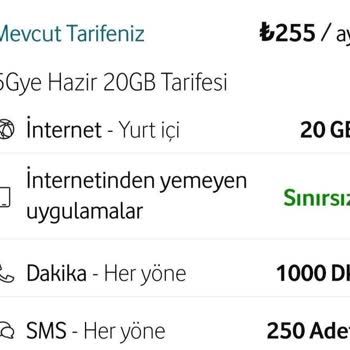 Aynı 5G'ye Hazır 20 GB Paketi Bana 255 TL'ye Teklif Edilmiyor