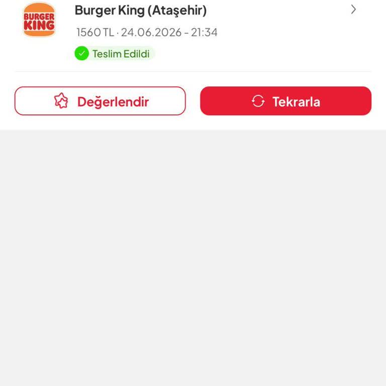 Teslim Edilmeyen Burger İçin Canlı Destek Yok Ve İade Talebi