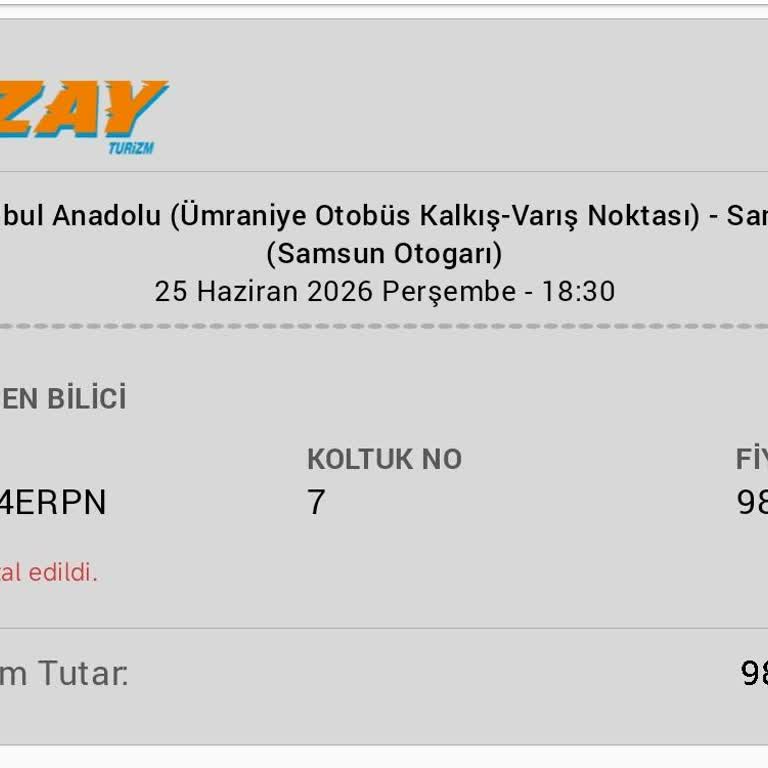 Ümraniye Kalkışlı Biletin Son Günde Değiştirilmesi