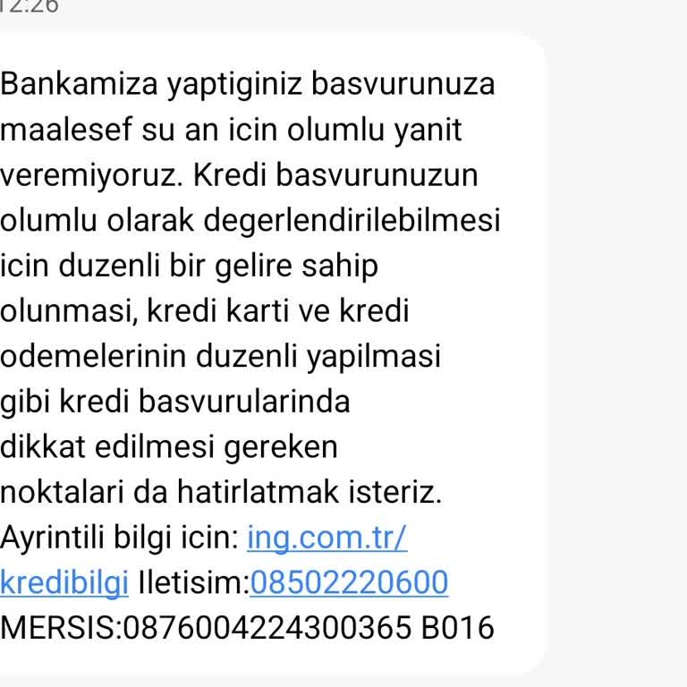 Kredi Reddi ve Açıklama Talebi