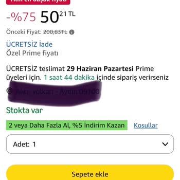 Prime Üyeliği İndirim Kampanyalarında Ödeme Hatası Yaşadım