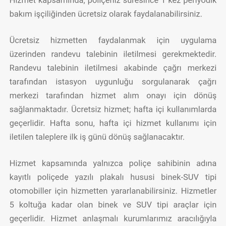 Poliçede Vaat Edilen Periyodik Bakım Yetkili Serviste Karşılanmadı