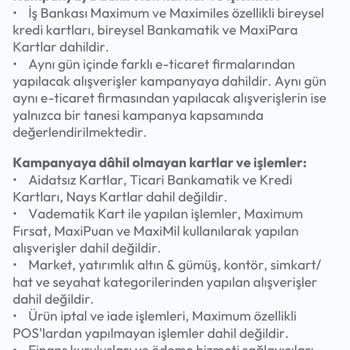 Kampanya Şartlarını Yerine Getirdim Ancak MaxiPuanım Yüklenmedi
