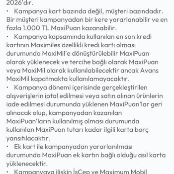Kampanya Şartlarını Yerine Getirdim Ancak MaxiPuanım Yüklenmedi