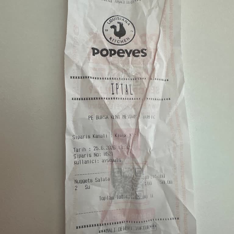 Popeyes Şubesinde Salata Siparişimin Hazırlanmaması Ve Çalışan Tavırları