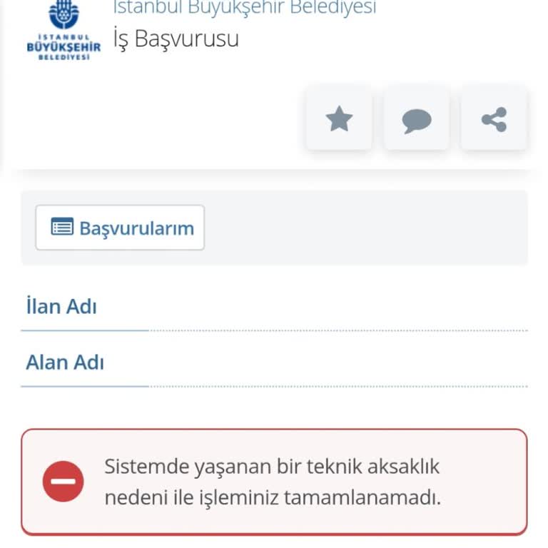 İBB İtfaiye Eri Alım Başvurusunda Sürekli Sistem Hatası