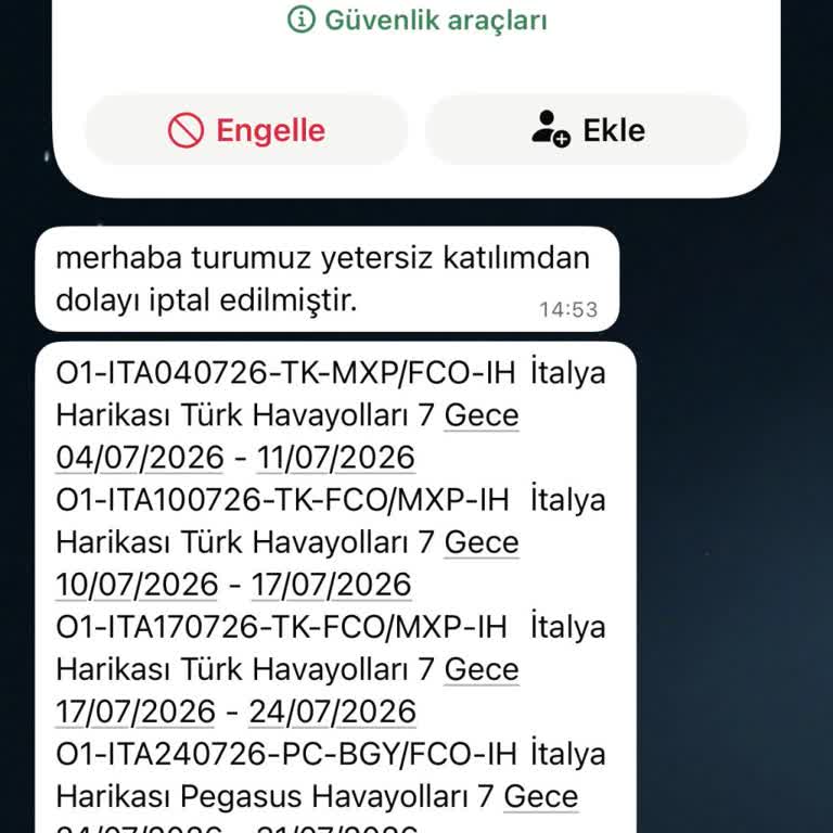 İptal Edilen Tur Ve Çifte Fiyat Artışı Nedeniyle Tam İade Talebi