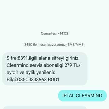 İzinsiz Clearmind Aboneliği Ve 279 TL Fatura İadesi Talebi