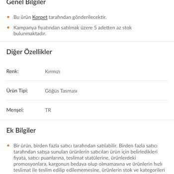 Korpet Satıcısının Küçük Göğüs Tasmasını Hijyen Nedeniyle İade Reddi