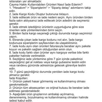 Korpet Satıcısının Küçük Göğüs Tasmasını Hijyen Nedeniyle İade Reddi
