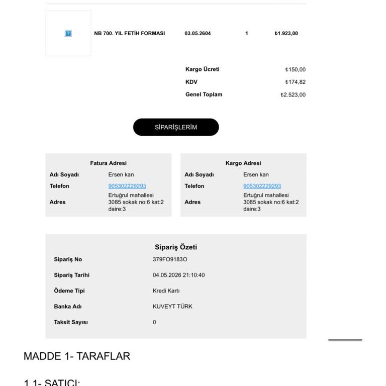 Bursastore Bursa Mağazasından Formamın Gecikmesi Ve Bilgi Eksikliği