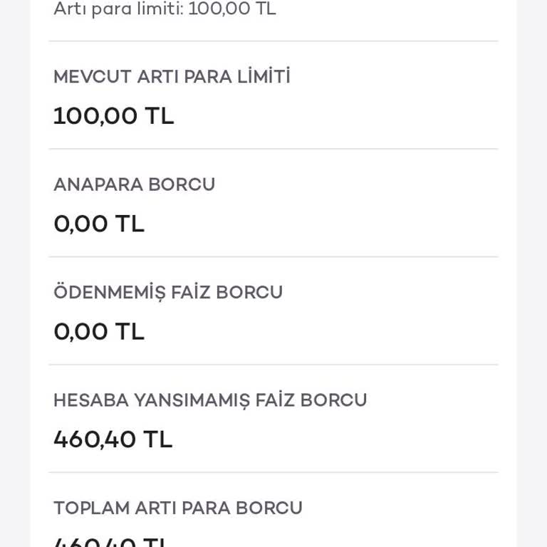 Kısa Süreli Artı Para Kullanımına Bilgi Verilmeyen Faiz Kesintisi