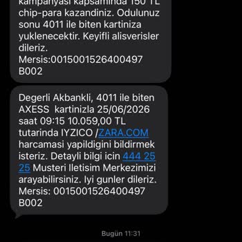 Akbank Axess Kartımdaki Yetkisiz 10.059 TL İşleminin İptali Ve Geri Ödeme Talebi