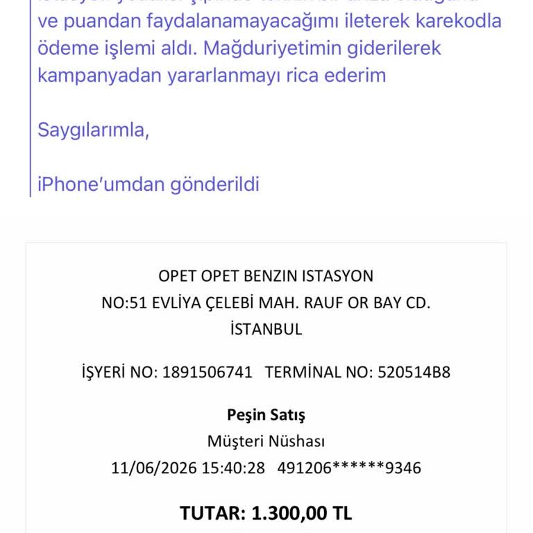 Opet İstasyonunda Sistem Arızası Nedeniyle 450 TL’lik Chippin Puanı Yüklenmedi
