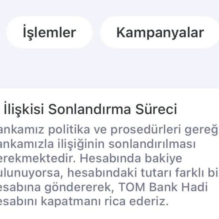 Hadi - Tombank Kredi Kartım Habersiz Kapatıldı, Acil Açılmasını Talep Ediyorum