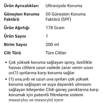 Amazon İlan Edilen 200ml Güneş Koruyucu 150ml Olarak Gönderildi