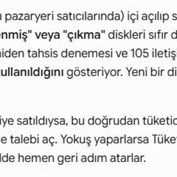 Hepsiburada Kullanılmış Diskin Sıfır Gibi Satılması ve Müşteri Hizmetinin Yardımcı Olmaması