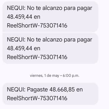 Cobros no autorizados de ReelShort, solicito devolución y dar de baja
