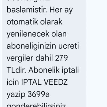 Veedz-tr.com Aboneliği İptal Edildiği Halde 279 TL Ücret Talebi