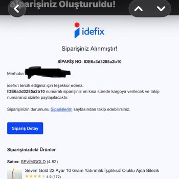 Sevim Gold İdefix’te Bilgilendirme Yapılmadan Sipariş İptali Ve Güven Sorunu