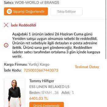 Deneme Hakkı Nedeniyle İade Reddedilmesi Ve Beden Değişimi Talebi