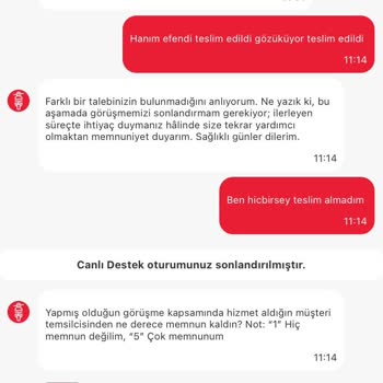 İleri Saatli Sipariş İmkânı Olmadan Hemen Teslim Görüntülendi, Müşteri Hizmetleri Yardımcı Olmadı