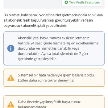 Vodafone Net ADSL İptal Talebim Cevapsız Kaldı