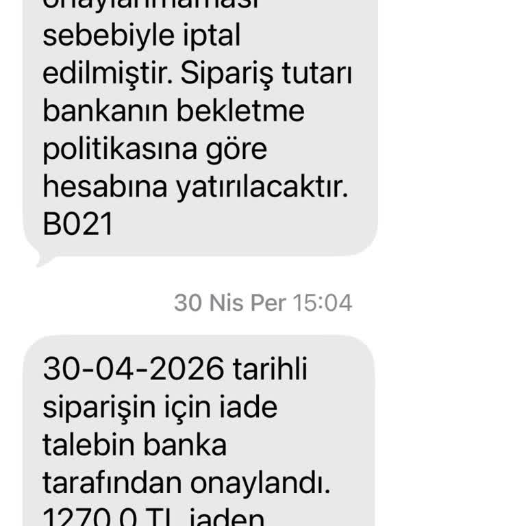 Teslim Edilmeyen Getir Yemek Siparişi Ve Geciken 1270 TL İade