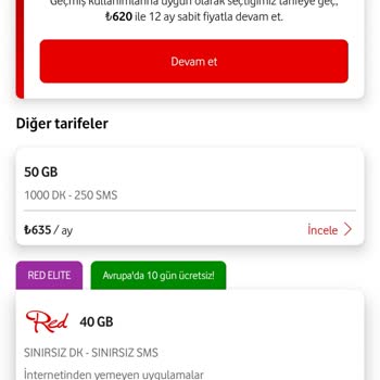 Vodafone’da Düşük GB Tarife Değişikliği Talebim Reddedildi