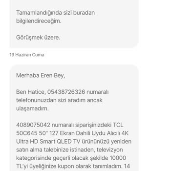 Hepsiburada'da Televizyon İadesi Sonrası Yetersiz Kupon Teklifi
