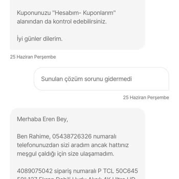 Hepsiburada'da Televizyon İadesi Sonrası Yetersiz Kupon Teklifi