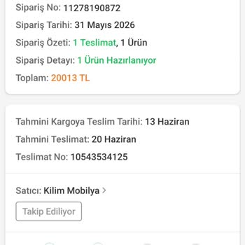 Kilim Mobilya Siparişim Kargoya Verilmedi Ve Gecikiyor