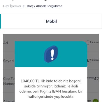 Mükerrer 1.048 TL Tahsilatın İadesi Gecikti