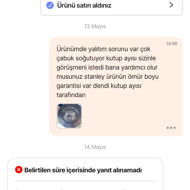 Arızalı Termos Ve İade Sorununda Uzun Süreli Cevapsızlık
