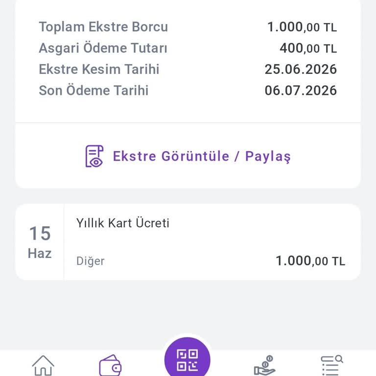 1.000 TL Yıllık Kart Aidatı Ve İptal Reddi