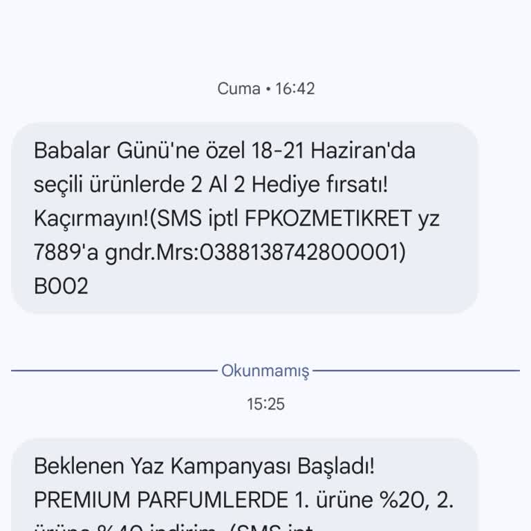 Fp Kozmetik'ten Gelen İstenmeyen Reklam SMS'leri Durdurulmadı Ve Verilerim Silinmedi