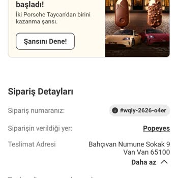 Popeyes Van Şubesinden Yetersiz Ve Kalitesiz Sipariş Üzerine Ücret İadesi Talebi