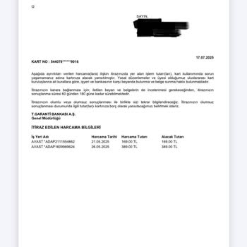 Kapalı Kredi Kartımda Yetkisiz İşlemler Ve Borç Yansıtılması