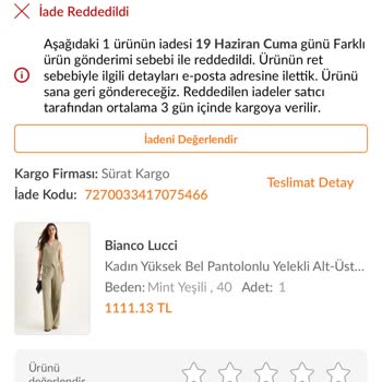 İade Sürecindeki Karışıklık Ve Ürün Geri Gönderilmemesi Nedeniyle 1100 TL Mağduriyet