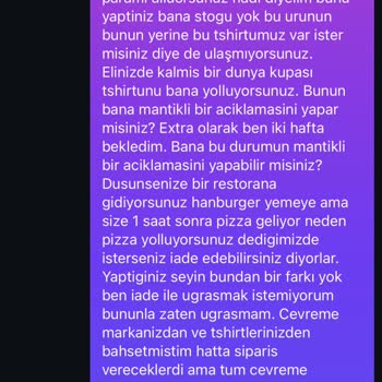 Yanlış Gönderilen Tişört Ve Açıklama Eksikliği: Ücret İadesi Talebi