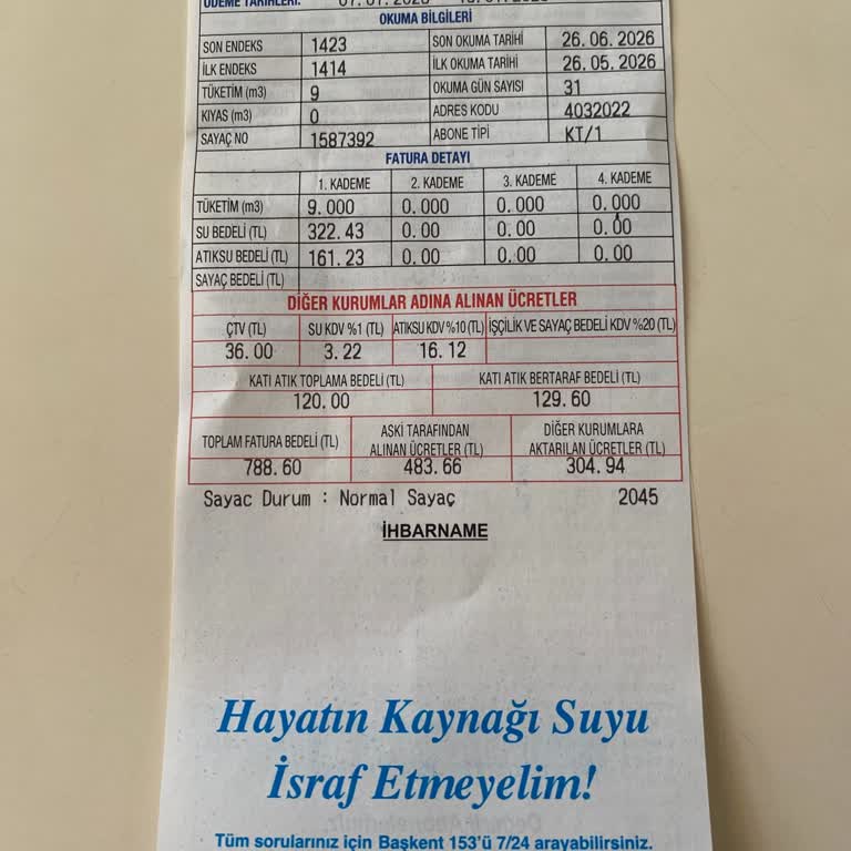 Su Faturam 788 TL; Hatalı Ölçüm Şüphesi Ve Kontrol Talebi