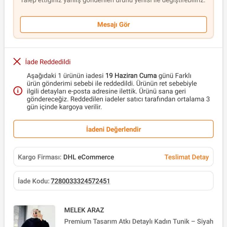 Yanlış Tunik Gönderildi, İade Reddi Ve Hesabım Askıya Alındı