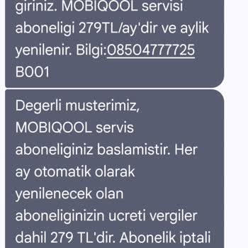 Türk Telekom İzinsiz Mobicool Aboneliği Ve 279 TL Fazla Ücret