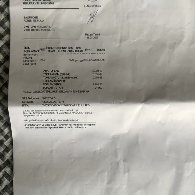 A101'den Satın Alınan Motorun Ruhsat Ve Plakasının Teslim Edilmemesi