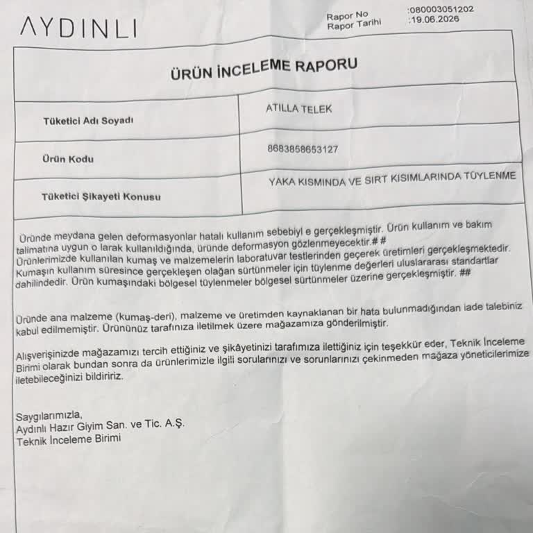 Yüksek Fiyatlı Cekette Tüylenme Sorunu: Değişim Ve İade Talebi