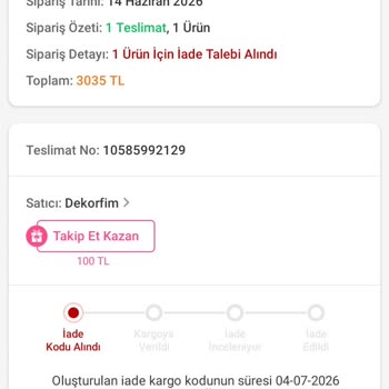 Teslim Edilmeyen Ürün, İptal Ve İade İşlemi Engellendi