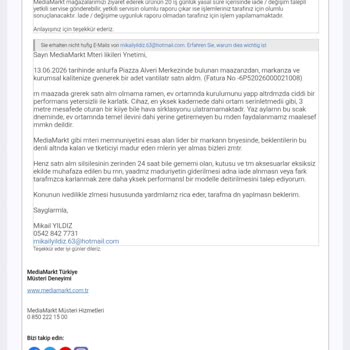 Media Markt Kule Vantilatör Hava Akımı Vermiyor