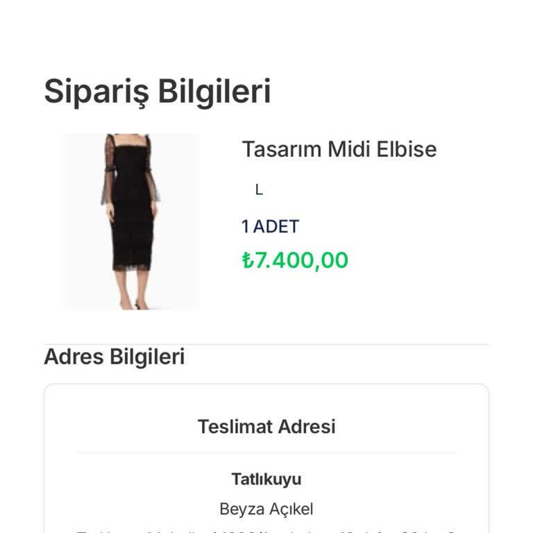 7.400 TL Değerindeki Sipariş İçin Geri Dönüş Yok