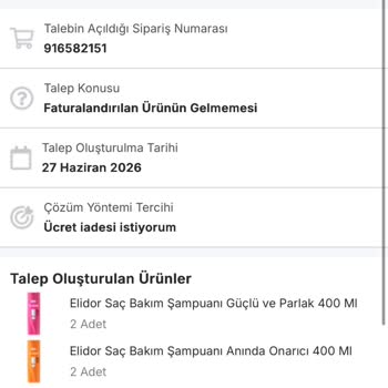 600 TL’lik Teslim Edilmeyen Şampuan Ücretinin İadesi